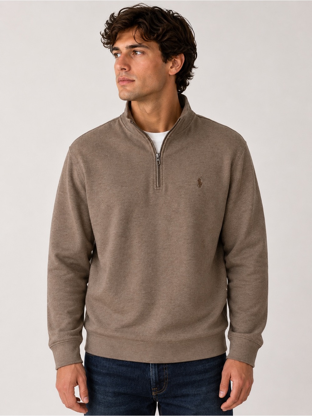 Polo Ralph Lauren XL Brown Heather Long Sleeve Quarter Zip Pullover Sweatshirt